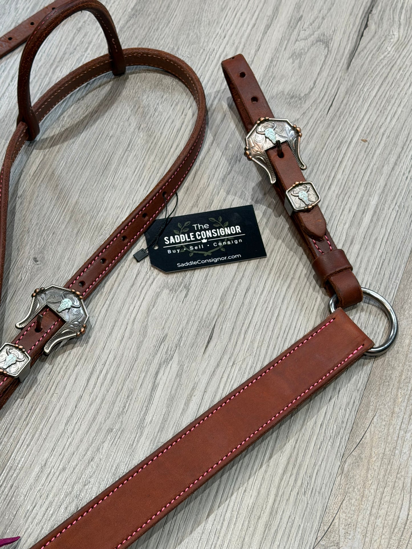 Steer Pink Color Stitch Breast Collar – Premium Amish Leather by Spur Creek Tack