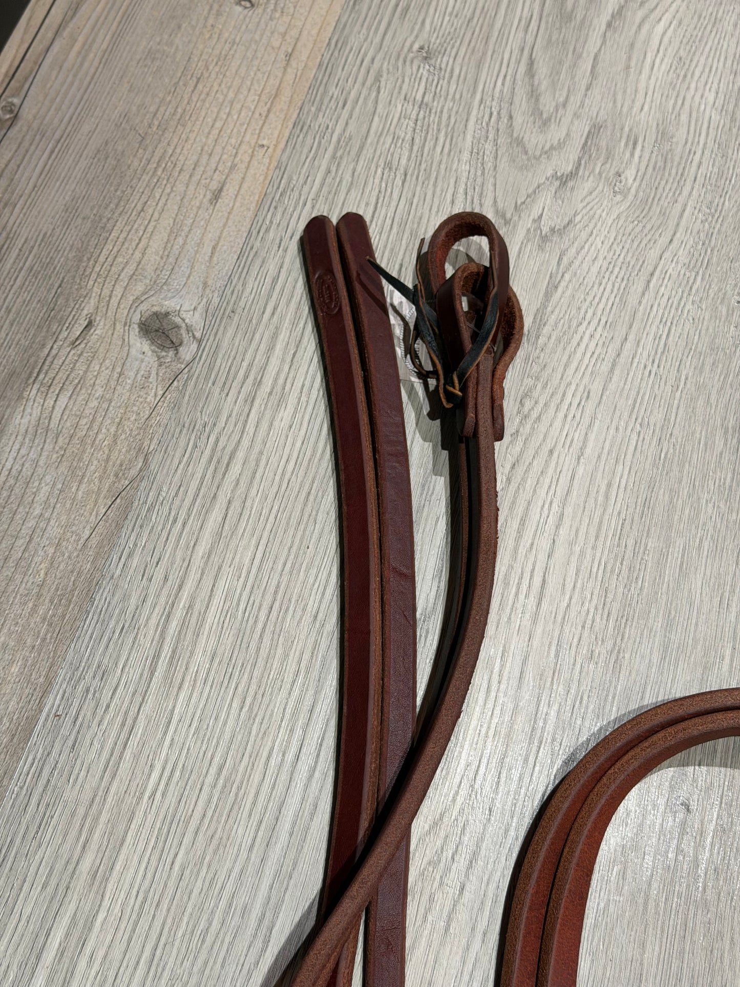 Premium 8' x 5/8" Latigo Burgundy Harness Leather weighted Split Reins by Spur Creek
