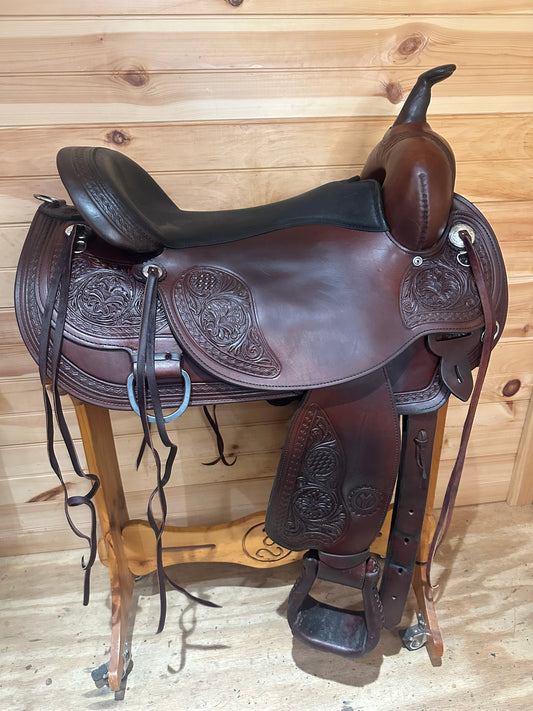 17” Circle Y Basket Flower Trail Flex-Lite Western Trail Saddle Model 1552