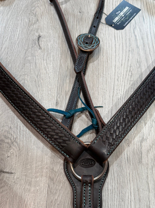 Aztec Oval Copper Breast Collar – Premium Amish Leather by Spur Creek Tack