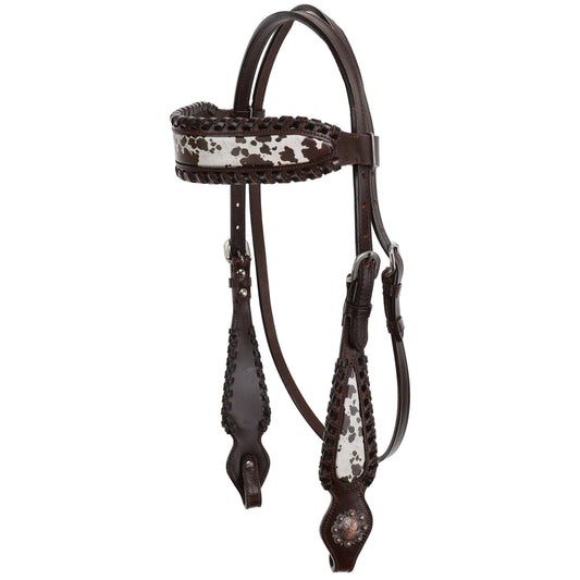 Dark Oil Cowhide Browband Headstall and Breastcollar Tack Set