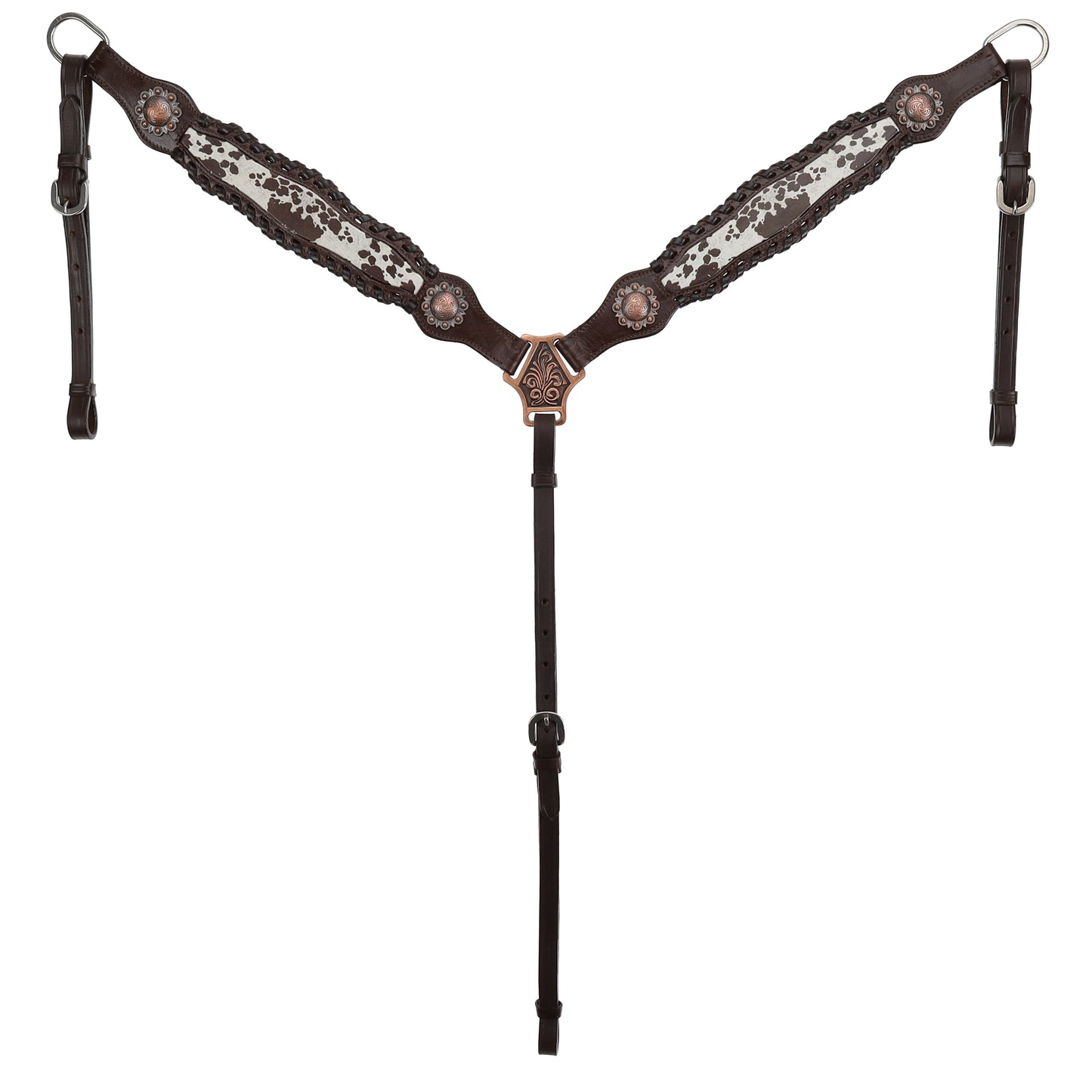 Dark Oil Cowhide Browband Headstall and Breastcollar Tack Set