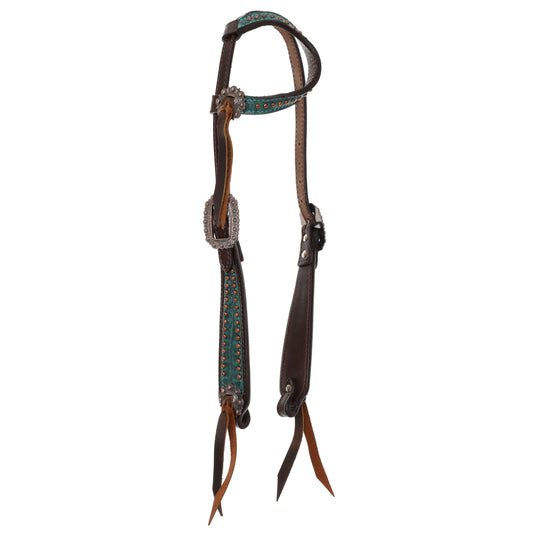 Turquoise Gator One Ear Headstall and Gladiator Style Breastcollar Tack Set