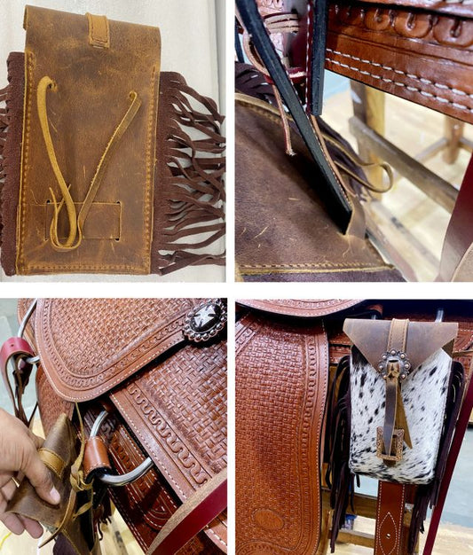 Hair on Cowhide Rear Cinch Saddle Bag