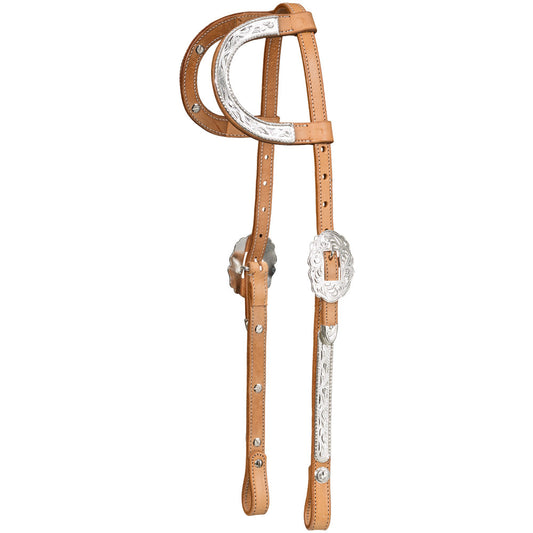 Silver Royal Double Ear Headstall with Raised Edge