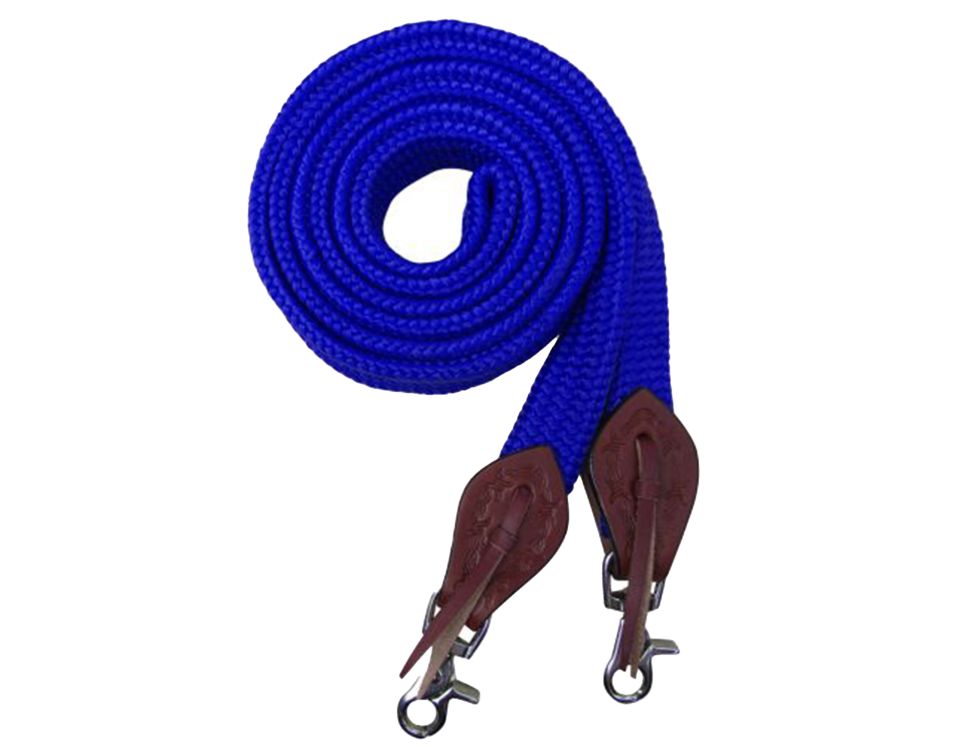 Slobber Strap 8' Flat Polyester Roping/Barrel Reins with Scissor Snap Ends