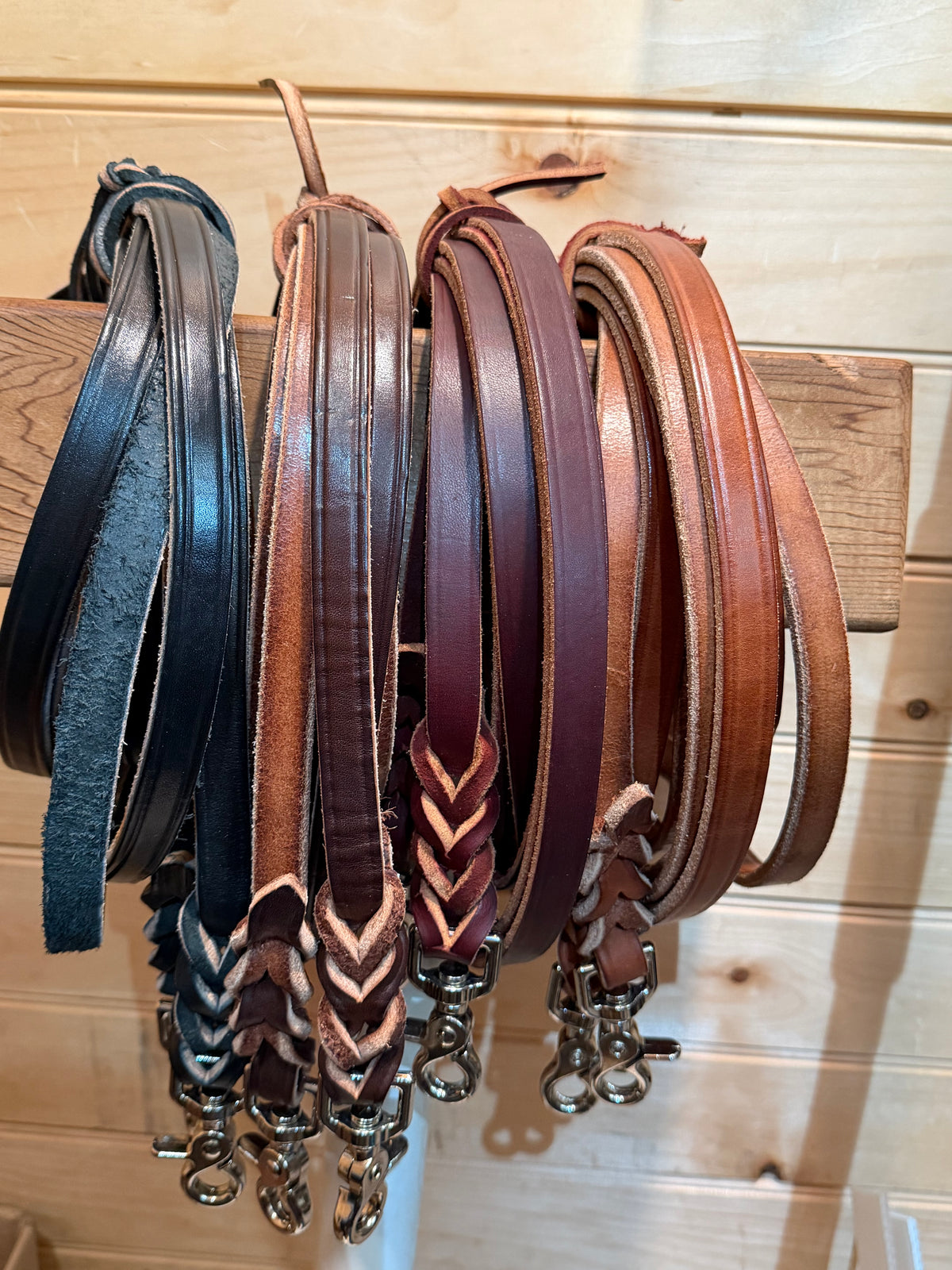 Braided End Leather Split Reins 8’ w/Snap Ends - Choose Color