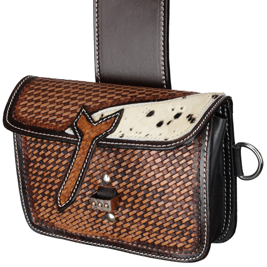 Showman Single Pommel Saddle Bag - Hair-On & Basketweave