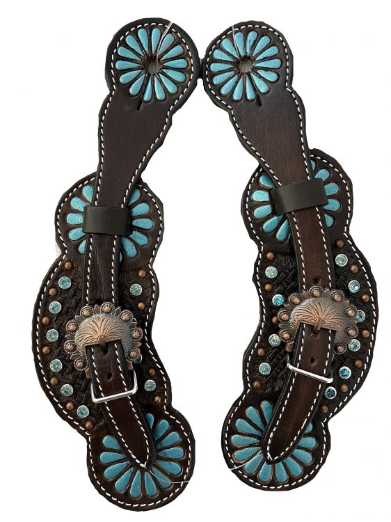 Metallic painted turquoise Ladie's Spur Strap