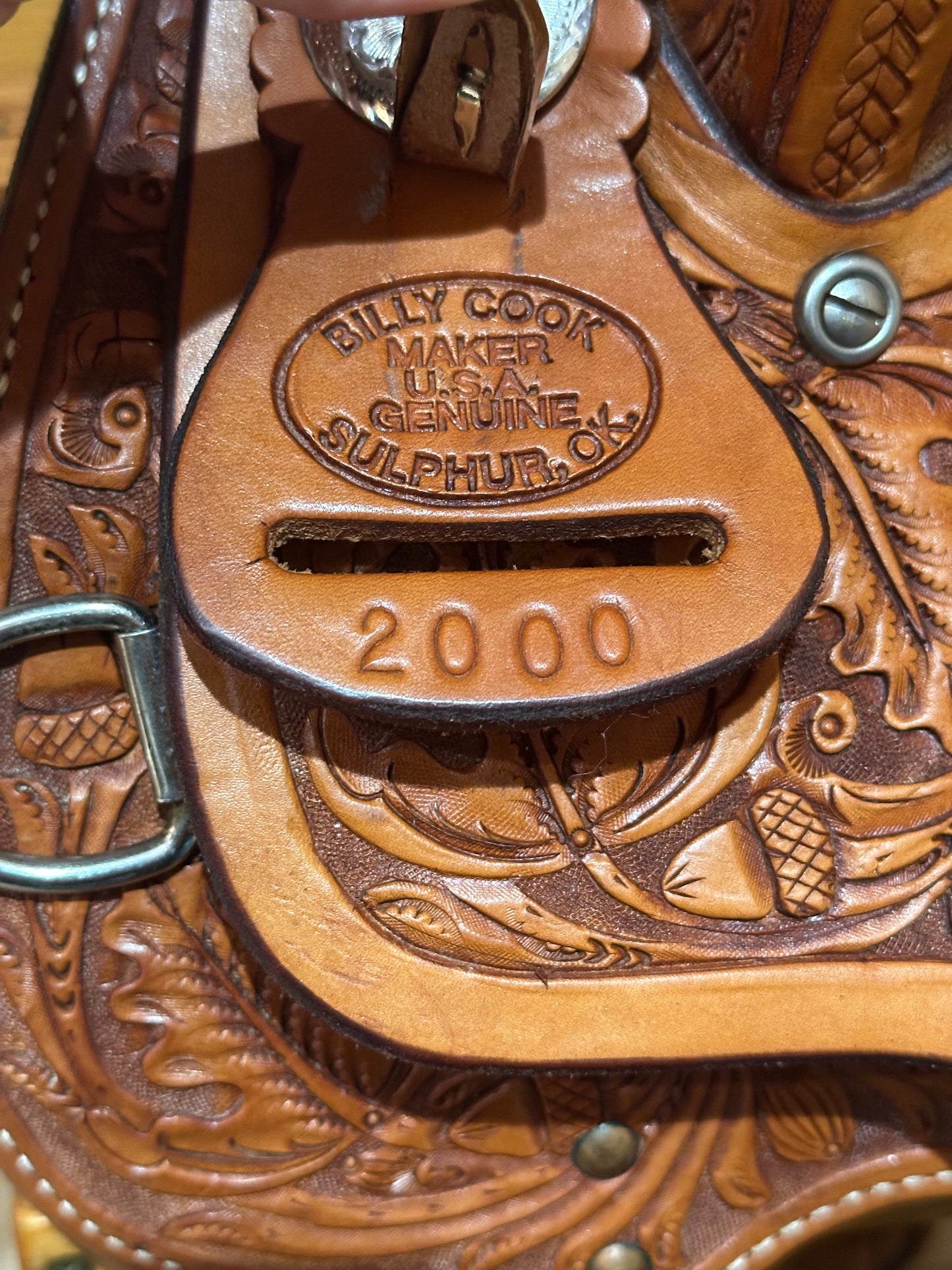 15” Billy Cook Maker Sulphur,OK Silver Barrel Racing Saddle Model 2000