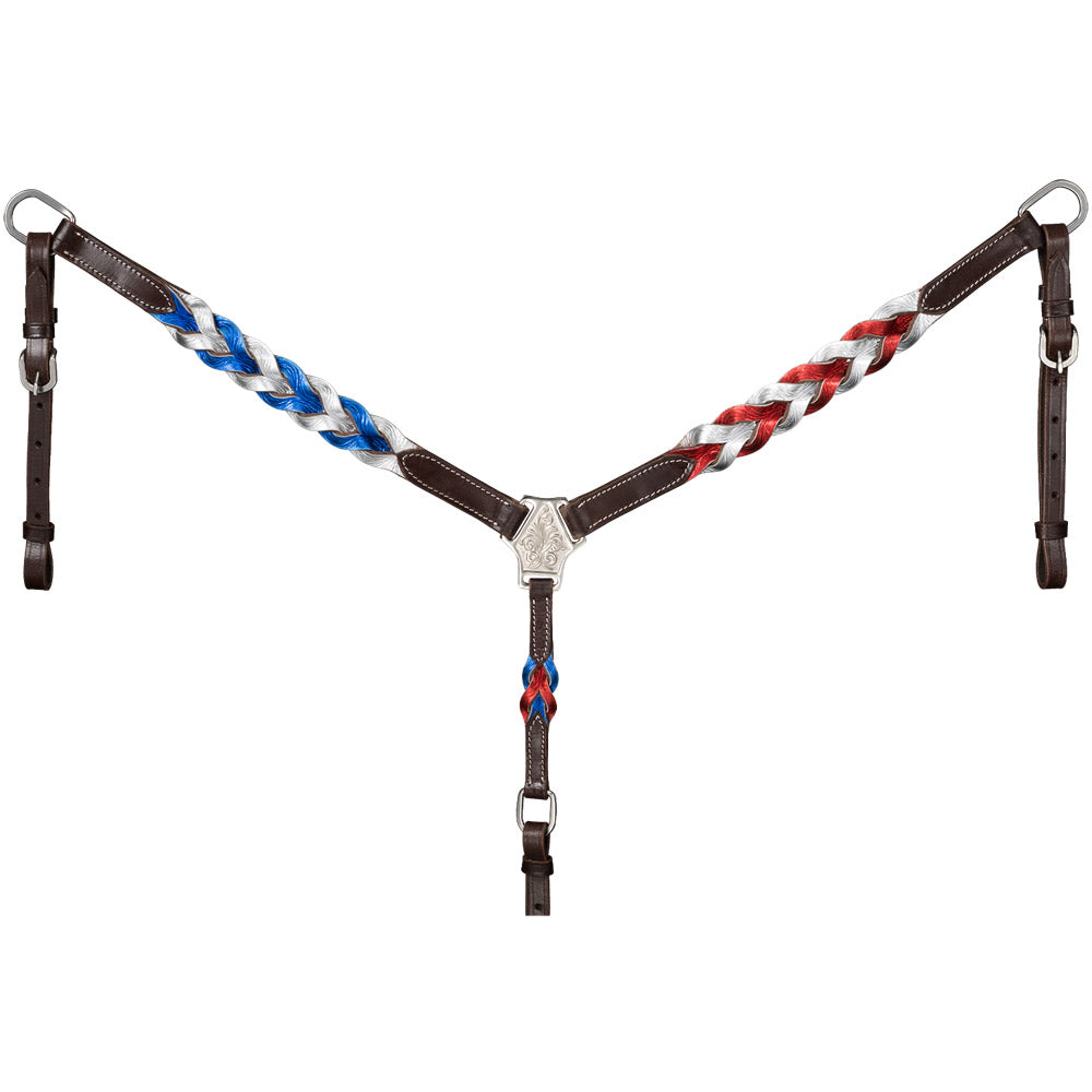 Tough1 Patriotic Braided Leather Breastcollar
