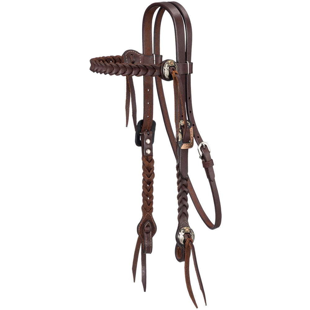 Tough1 Braided Harness Leather Brow Headstall