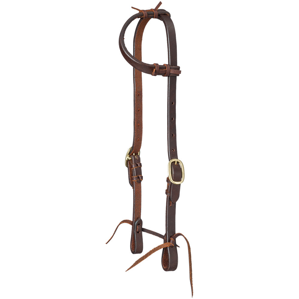 Royal King Harness Leather Gag Single Ear Headstall with Tie Ends