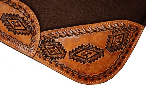 Showman Brown Aztec Design Contoured Felt Western Saddle Pad 31" x 32" x 1"