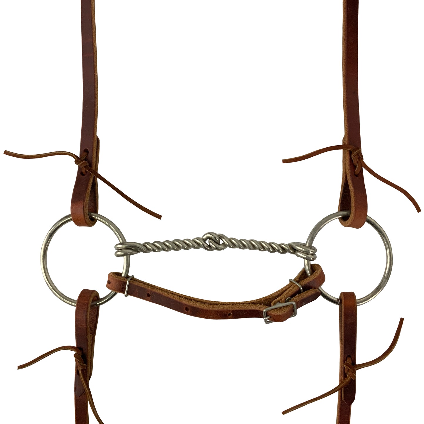 Harness Oiled Leather One Ear Headstall with O-Ring Snaffle and 8ft Reins