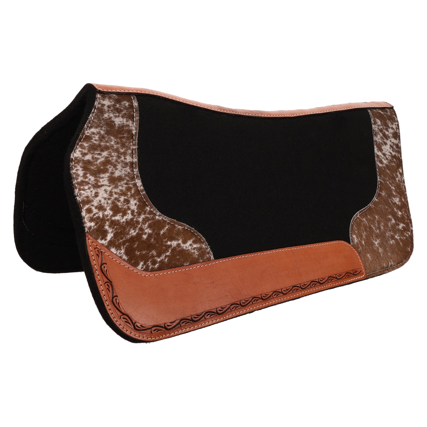 Showman Black Cowhide Contoured Western Saddle Pad 31" x 32" x1"
