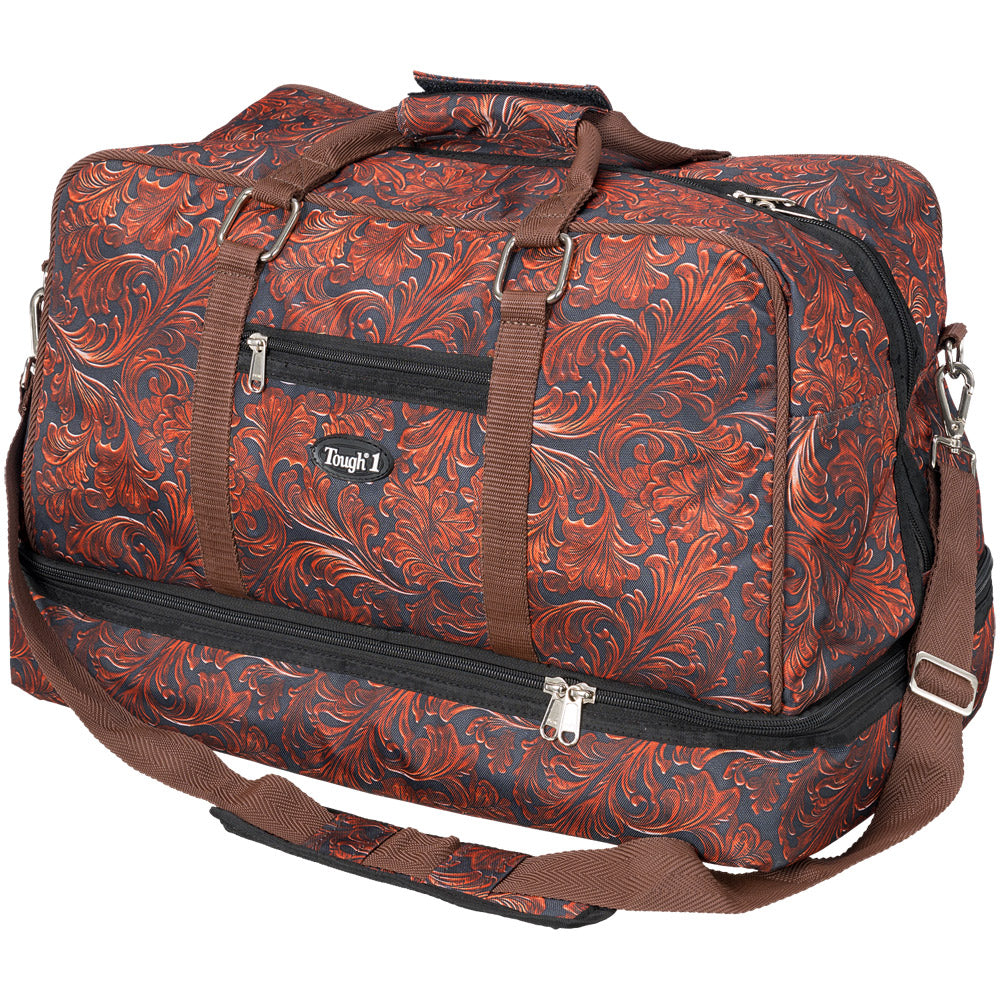 Tough1 Tooled Leather Print Duffel Bag