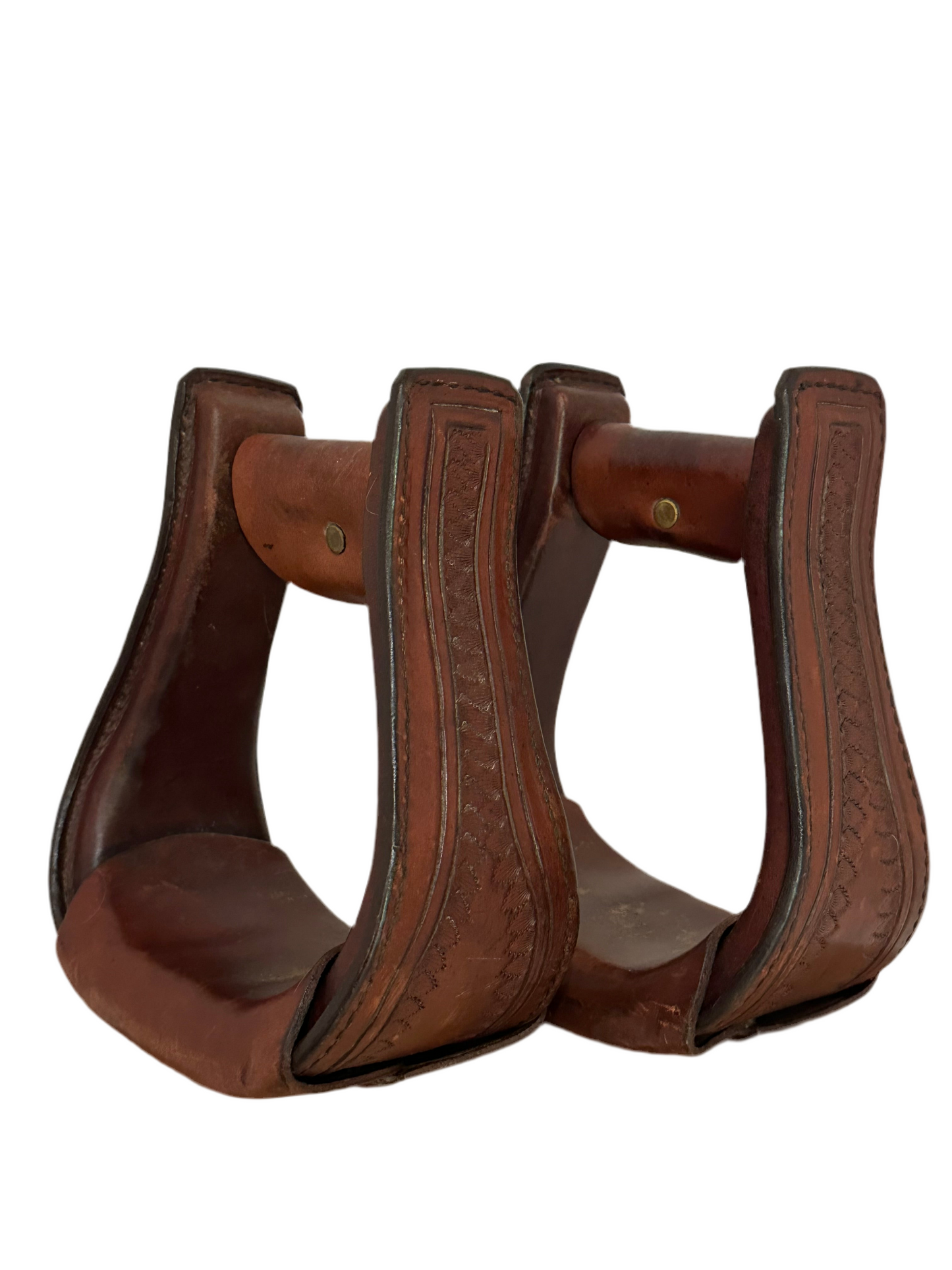 Circle Y Leather Wrapped Western Stirrups, Pair