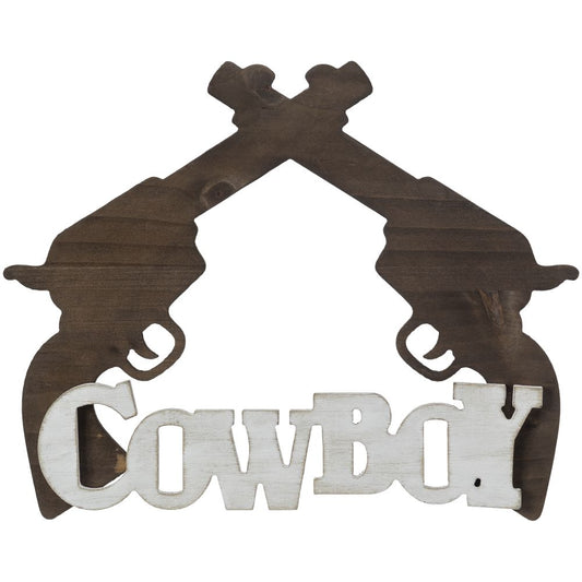 Wooden Pistols Cowboy Sign