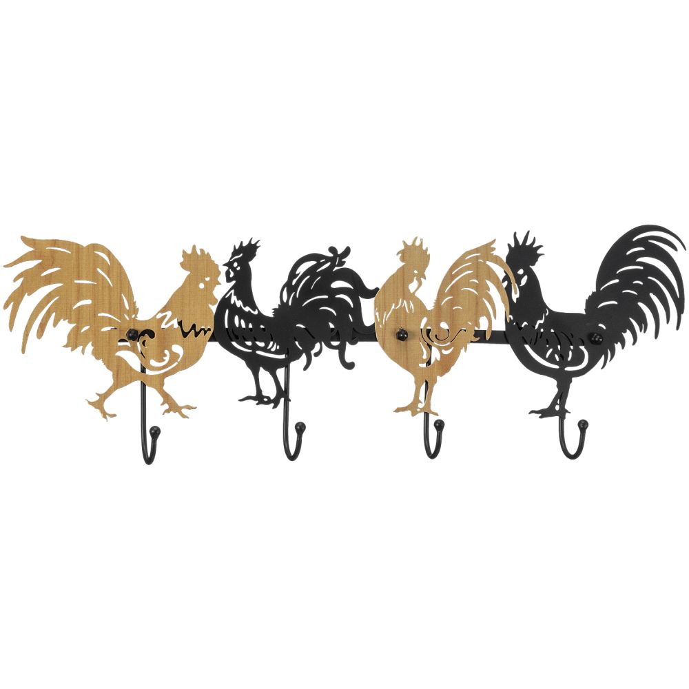 Rooster 4 Hook Rack