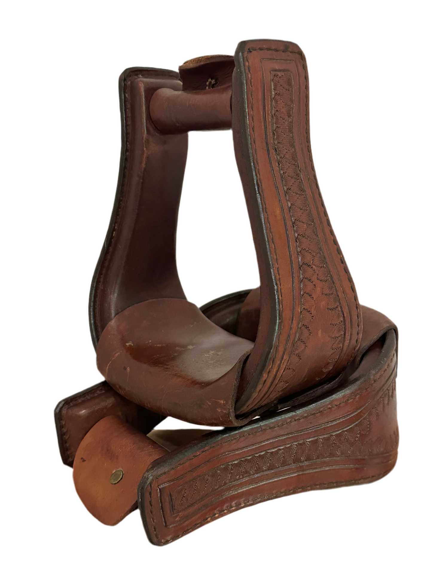 Circle Y Leather Wrapped Western Stirrups, Pair