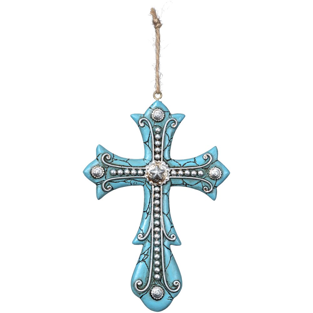 Turquoise Concho Cross Ornament