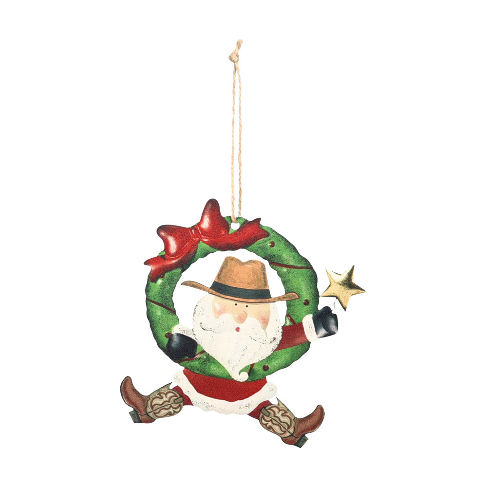 Santa and Wreath Ornament