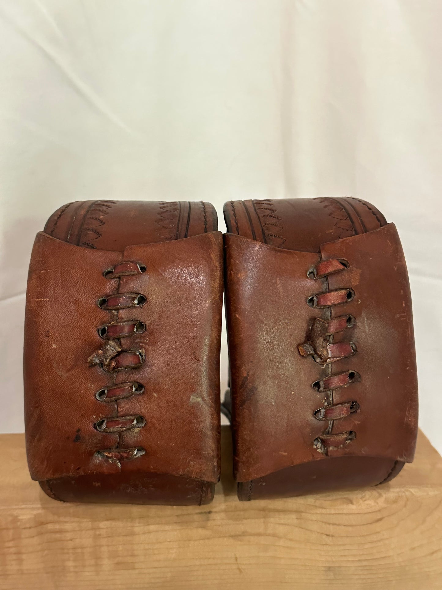 Circle Y Leather Wrapped Western Stirrups, Pair