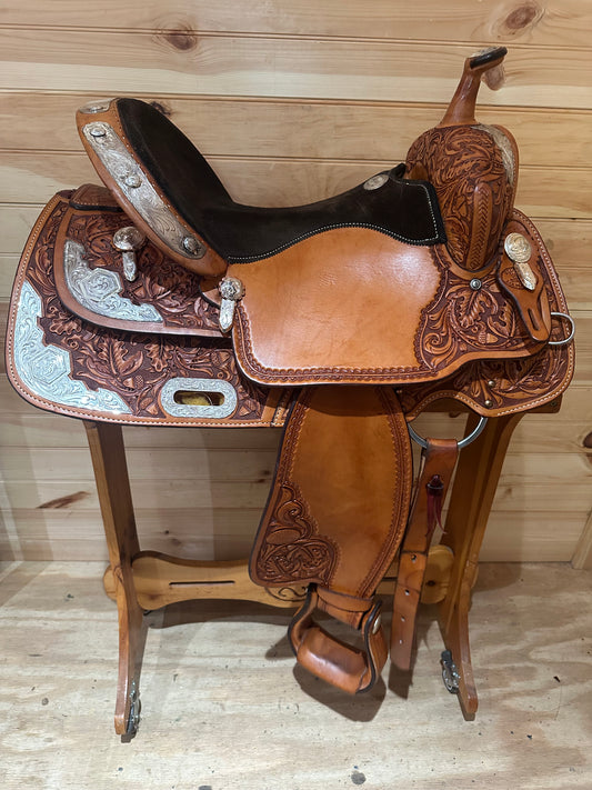 15” Billy Cook Maker Sulphur,OK Silver Barrel Racing Saddle Model 2000