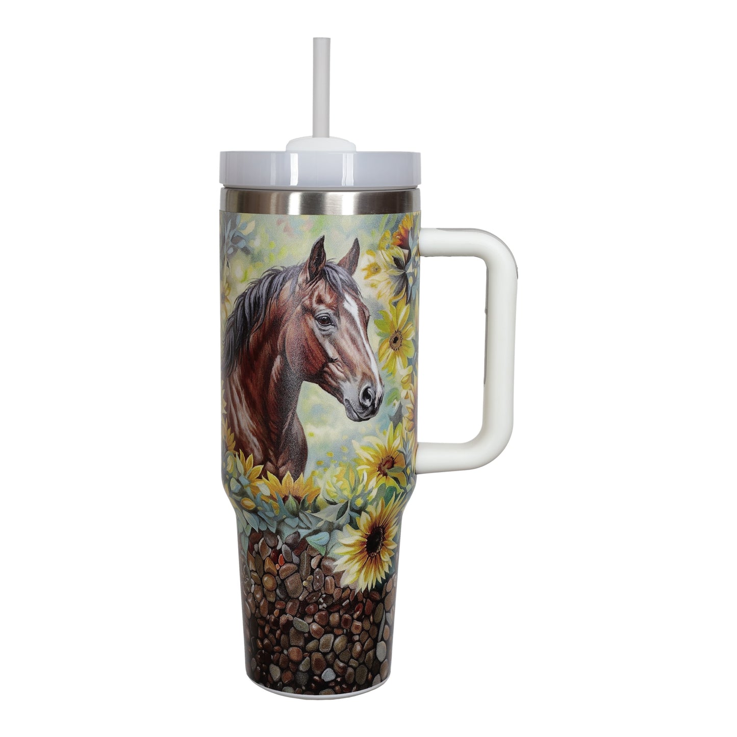 Gentle Bay Floral 40 oz. Stainless Steel Tumbler with Handle & Straw