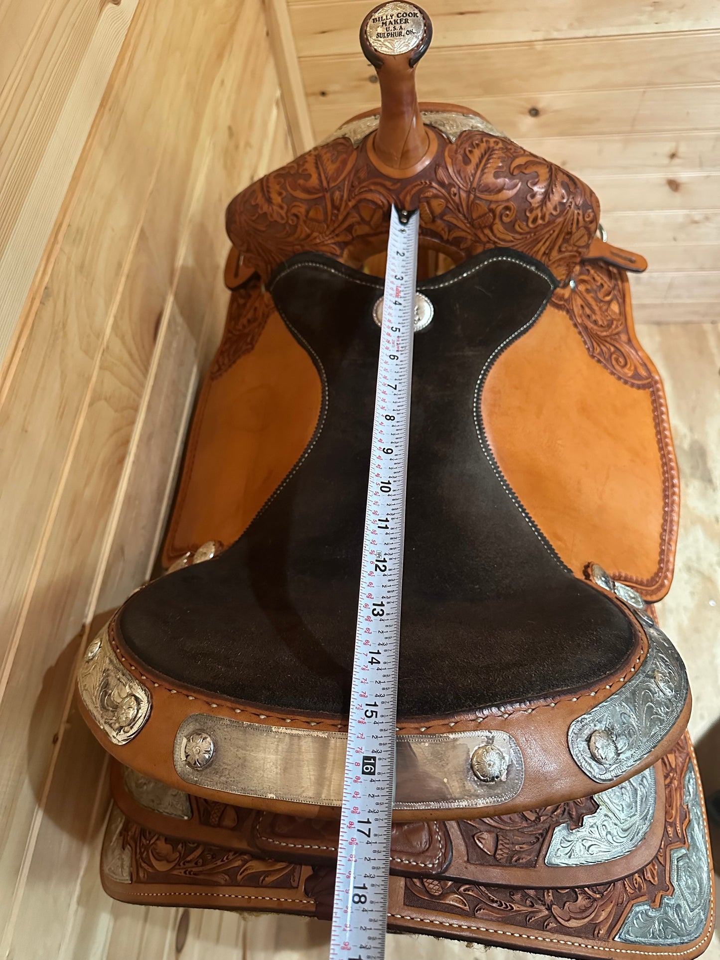 15” Billy Cook Maker Sulphur,OK Silver Barrel Racing Saddle Model 2000