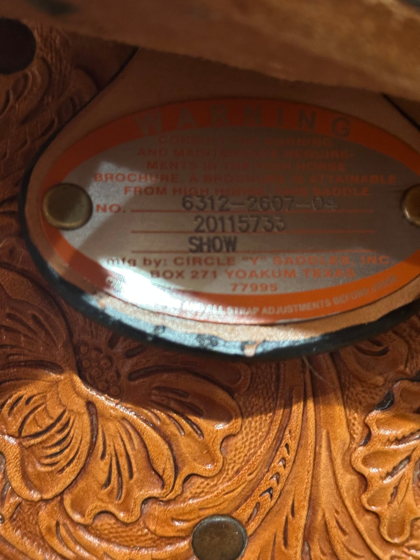 16” Circle Y High Horse Pasadena Western Show Saddle Model 6312