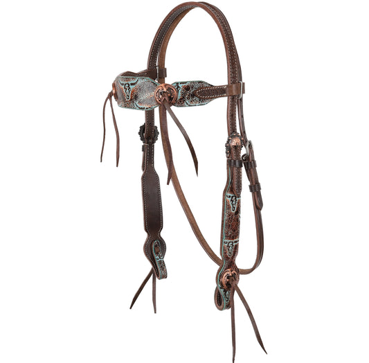 Showman Weathered Steer Twist Browband Headstall and Breastcollar Tack Set