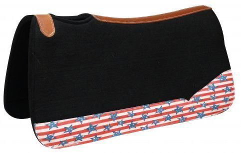 Showman 31" Wide x 32" black felt pad with stars and stripes print