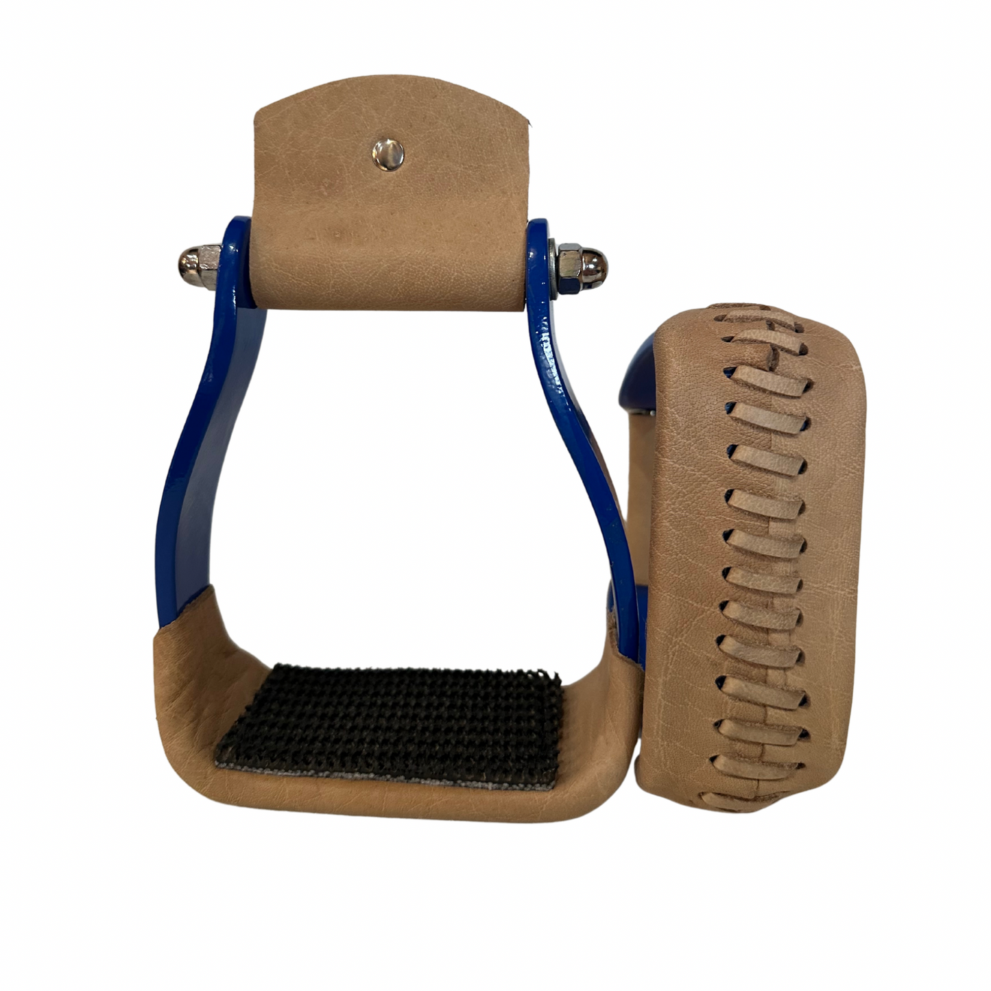 Aluminum Grip 2” Barrel Racing Stirrups, Pair (Blue)