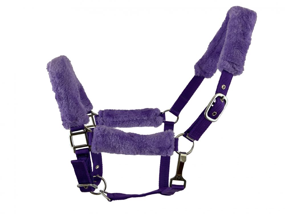 Fleece Covered Nylon halter with crown adjustment and throat snap