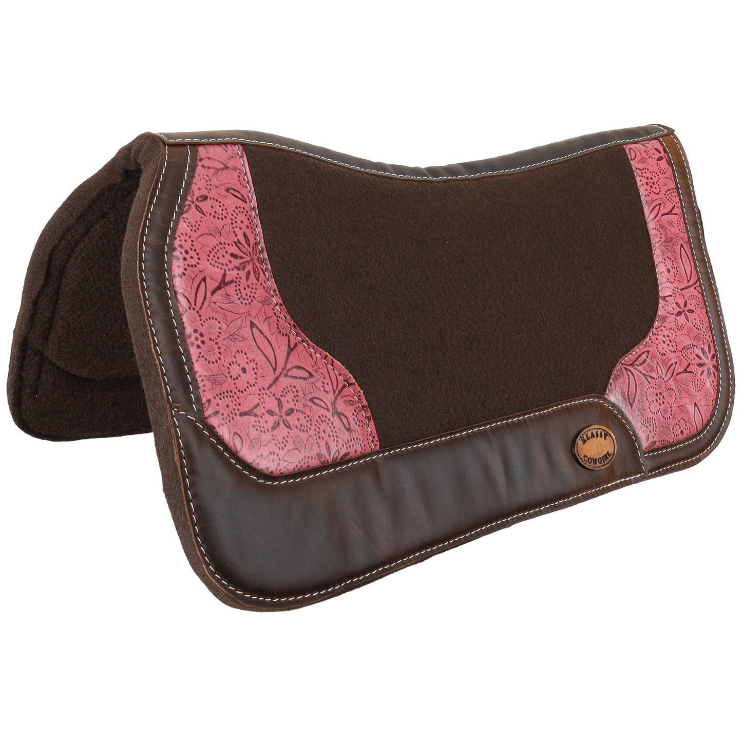 Klassy Cowgirl 28" x 30" Pink Prairie Contoured Felt Saddle Pad