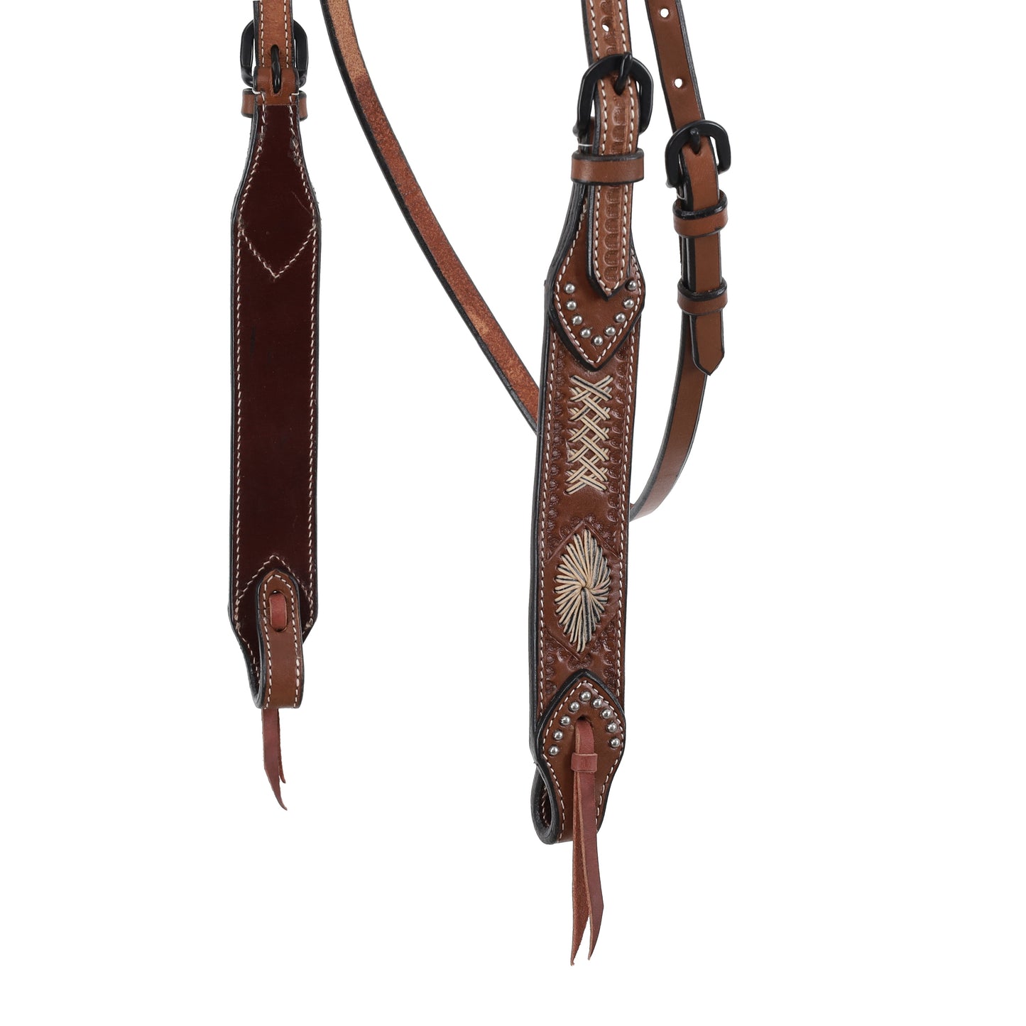 Silver Dotted Rawhide Laced Browband Headstall