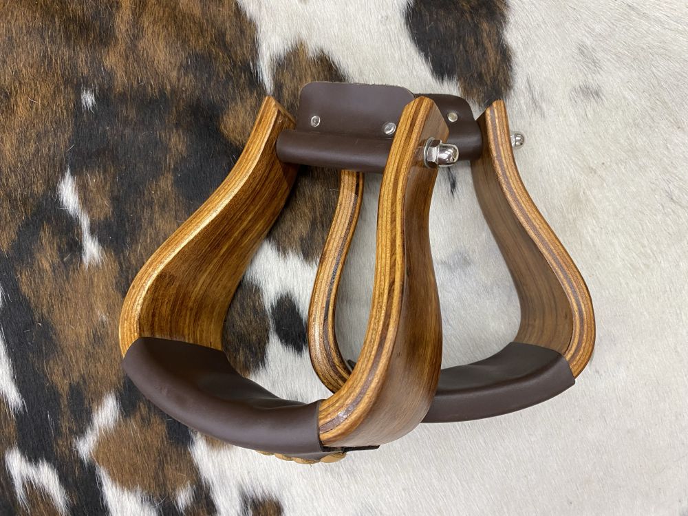 Showman 3" Polished Solid Oak Wooden stirrups