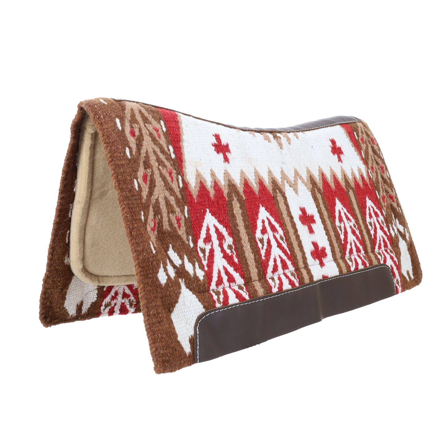 Bear Paw 36"x34" Wool Top Saddle Pad with Memory Felt Bottom - Brown/Red
