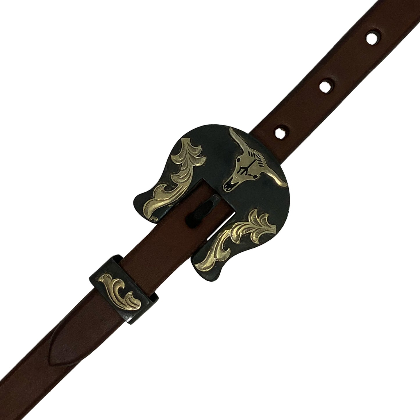 Showman Oiled Harness Browband Headstall With Heritage Steer Buckle