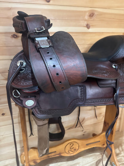 17” Circle Y Basket Flower Trail Flex-Lite Western Trail Saddle Model 1552
