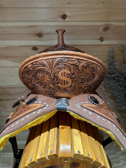 Silver Royal Ca$h Barrel Saddle