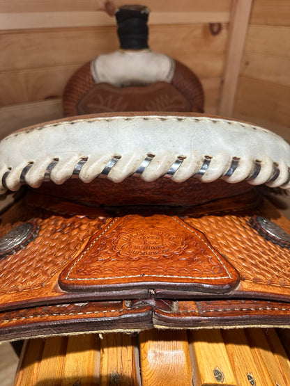 16” Billy Cook Basket Stamped Dally Team Roper Western Saddle 9111