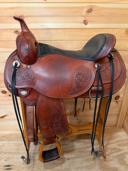 17” Circle Y Flex-Lite Basket Flower Western Trail Saddle Model 1552