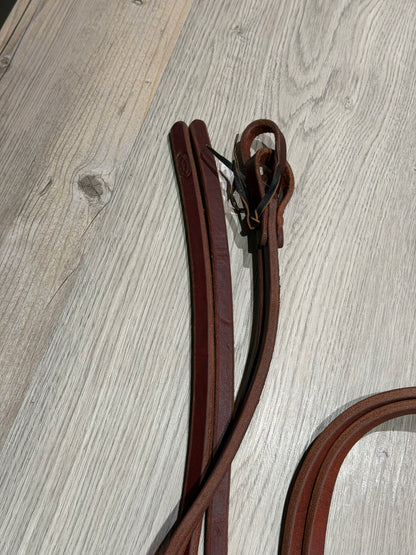 Premium 8' x 5/8" Latigo Burgundy Harness Leather Split Reins by Spur Creek