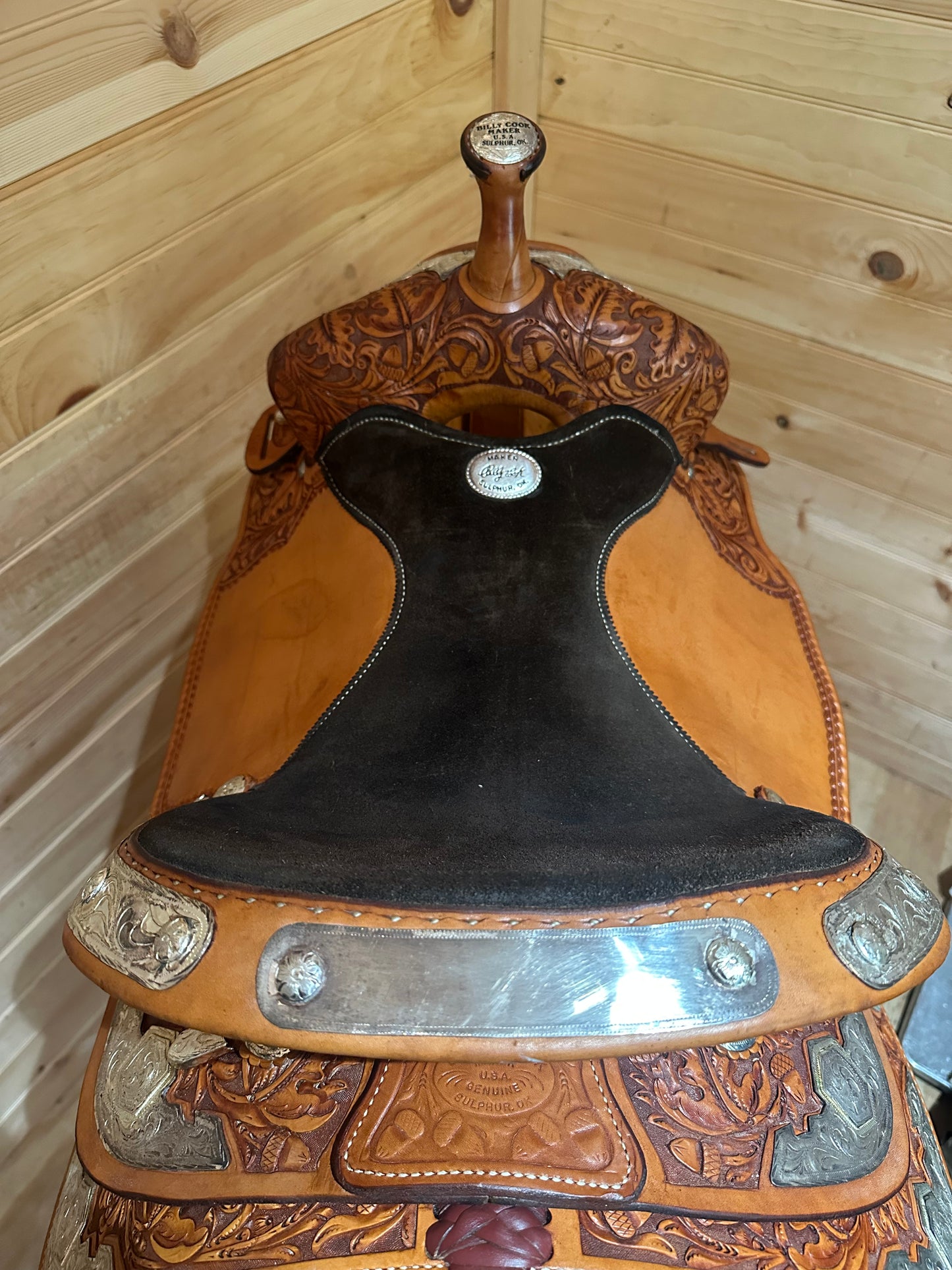 15” Billy Cook Maker Sulphur,OK Silver Barrel Racing Saddle Model 2000