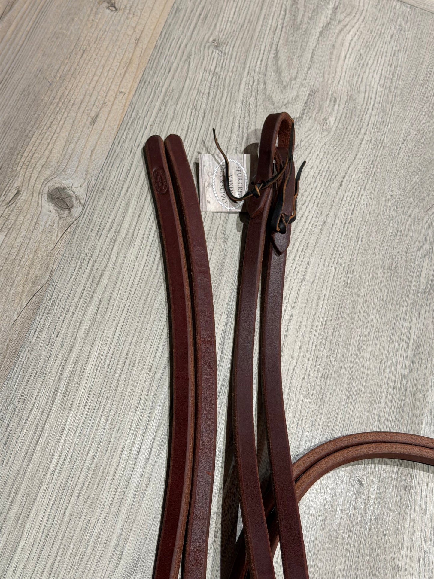 Premium 8' x 5/8" Latigo Burgundy Harness Leather Split Reins by Spur Creek