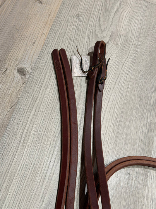 Premium 8' x 5/8" Latigo Burgundy Harness Leather weighted Split Reins by Spur Creek