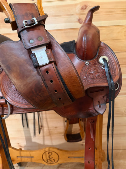 17” Circle Y Flex-Lite Basket Flower Western Trail Saddle Model 1552